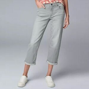 💠 Simply Vera Vera Wang Boyfriend Crop
Relaxed Jeans Grey Size 10 Women's